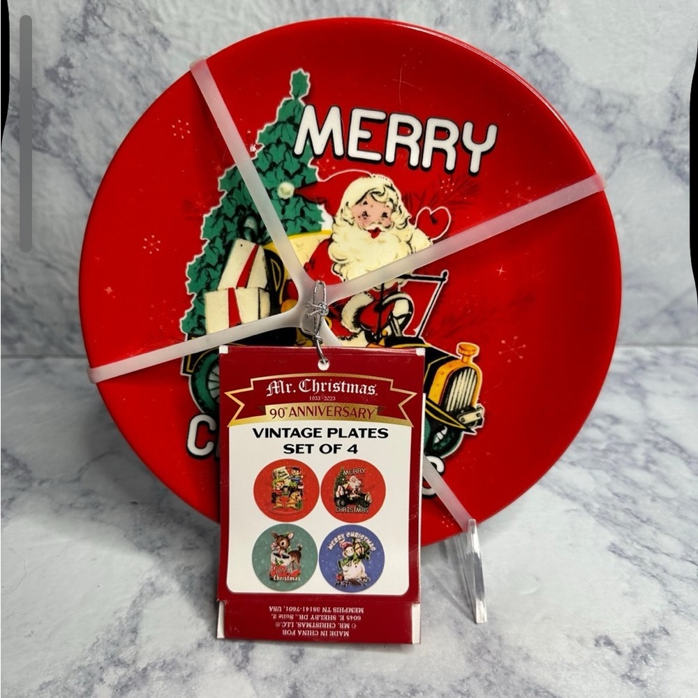 Mr. Christmas 90th Anniversary Vintage Appetizer Plates Set of 4